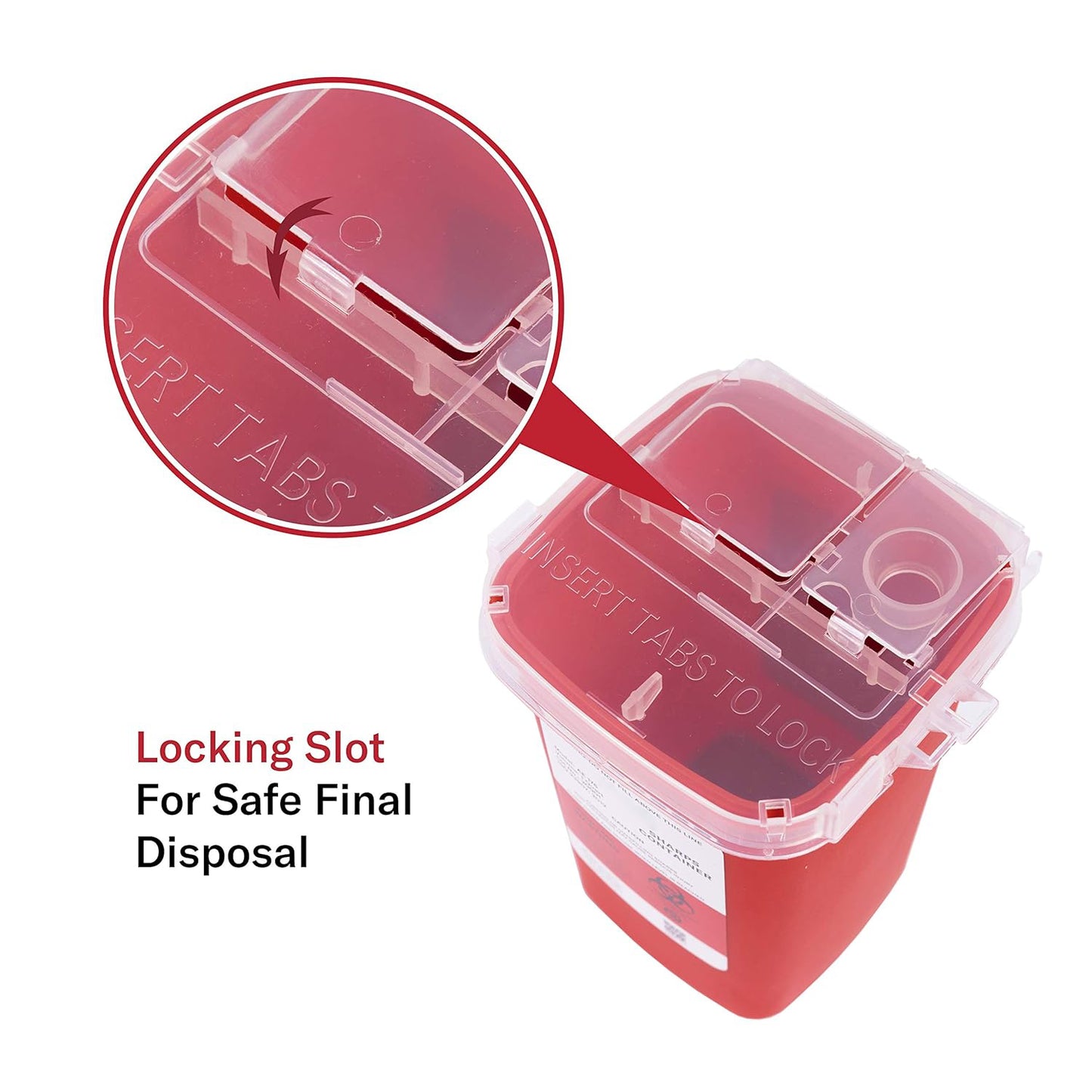 Red Container for the Sharps. 1 Liter capacity