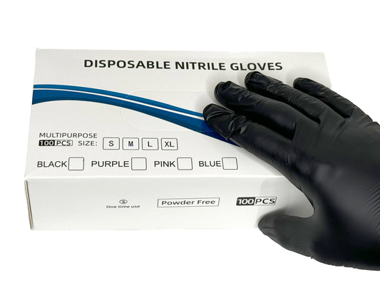 Black Disposable Nitrile Gloves, no powder