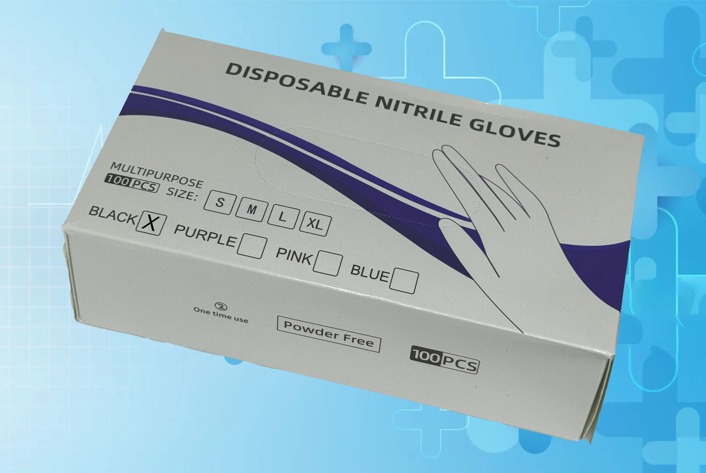 Black Disposable Nitrile Gloves, no powder